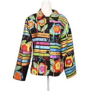 Vintage 90s Daniel K Multicolor Floral Patchwork Jacket L